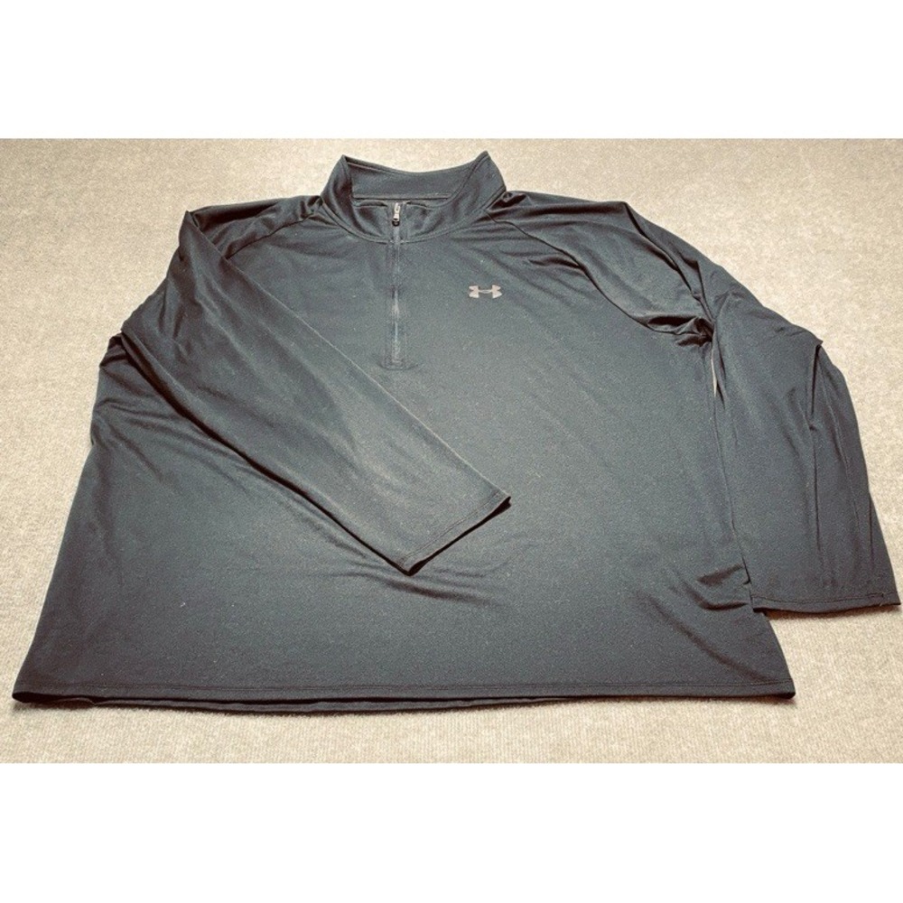 Under Armour 1/4 Zip Pullover Mens 4XL Black Loose Fit Long Sleeve Top